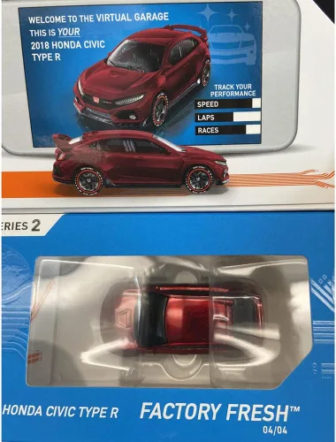Vista 4 de Hot Wheels id - Honda Civic Type R 2018 ~ HBF95 ~ Limited Run Collectible ~ Vehículo fundido a presión único identificable