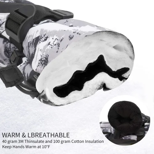 Vista 5 de BOSONER Guantes de esquí y snowboard, guantes cálidos impermeables de invierno, guantes de nieve para clima frío para hombres, mujeres, niños