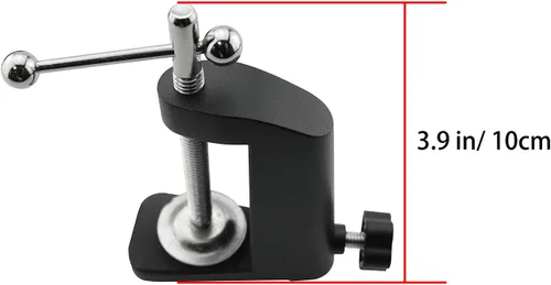 Vista 4 de Abrazadera en C negra Soporte voladizo Abrazadera Soporte de abrazadera de lámpara de escritorio Accesorios de clip Manguera Base de brazo oscilante