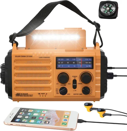 Vista 11 de Radio de Emergencia 12000, Radio Meteorológica NOAA con AM/FM/NOAA/SW, Radio Operada por Batería SOS, Radio de Emergencia de Manivela Manual con 5
