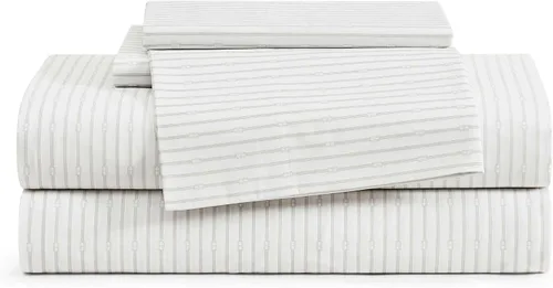 Vista 23 de Tommy Hilfiger - Sábanas para cama individual, ropa de cama de percal de algodón crujiente y fresca con funda de almohada a juego, juego de cama