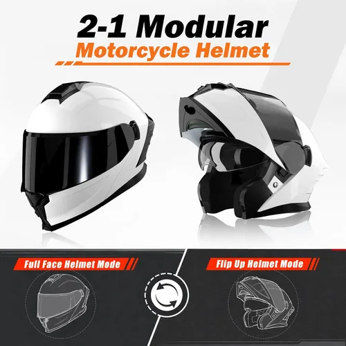 Vista 2 de Casco de motocicleta, casco modular de motocicleta de doble visera abatible de cara completa JR-815, casco de motocicleta aprobado por DOT con 2
