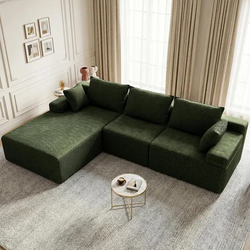 Vista 14 de Lifelink Sofá seccional deshuesado de 108 pulgadas para sala de estar en Beige