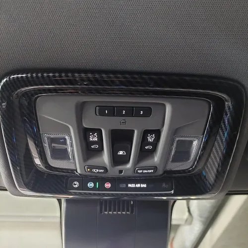 Vista 4 de Kit de tablero de consola central de fibra de carbono para Chevy Silverado/GMC Sierra 1500 2500 3500 2019-2026 (juego de 8 piezas)