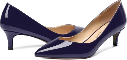 Vista 6 de AMBELIGHT Zapatos de vestir casuales para mujer, con puntera puntiaguda, patente, tacón bajo, zapatos de tacón bajo de 2 pulgadas