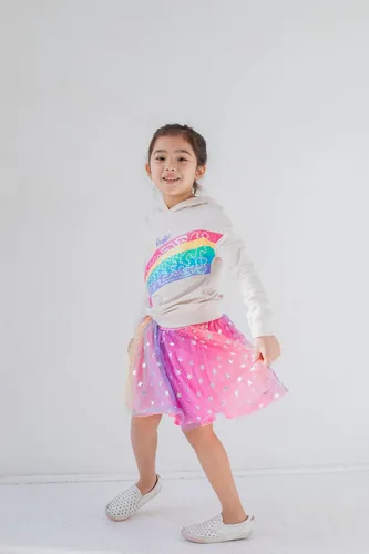 Vista 2 de JoJo Siwa Falda de malla para niñas de tul para niños pequeños a grandes, Arcoiris (Rainbow)