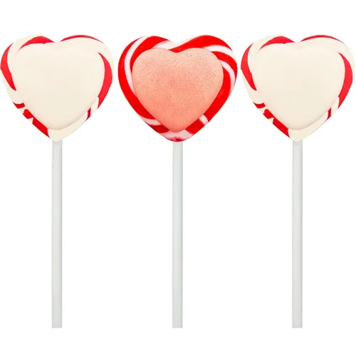 Vista 8 de Fruidles Paquete de 12 paletas de corazón de remolino rojo y blanco de San Valentín, surtido, envueltas individualmente