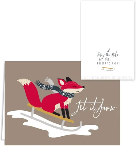 Vista 7 de Canopy Street Tarjetas navideñas de animales del bosque, 36 tarjetas con sobres blancos, 6 diseños de animales del bosque de invierno, versos