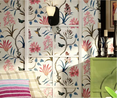 Vista 4 de Q QIHANG Papel tapiz retro con diseño de flores pastorales 3D de campo americano no tejido fresco 3D para dormitorio, sala de estar, fondo