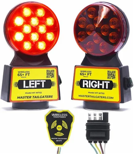Vista 7 de Luces de remolque inalámbricas Master Tailgaters Luces de señal multifuncionales Montaje magnético resistente Alcance de 65 pies Conexión