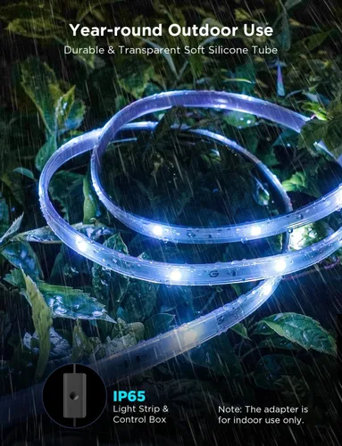 Vista 5 de Govee Tira de luces LED para exteriores, 32.8 pies, luces inteligentes para exteriores que funcionan con Alexa y Google Assistant, control