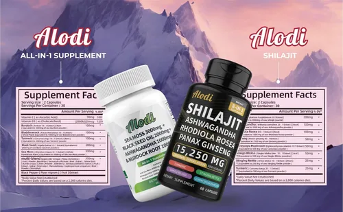 Vista 3 de Paquete de musgo marino + Shilajit Ultra Wellness lleno de Ashwagandha, Panax Ginseng, Rhodiola Cordyceps, cúrcuma, aceite de semilla negra, vejiga