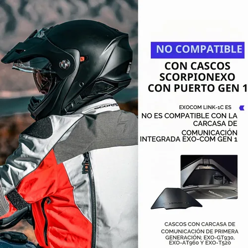Vista 3 de EXOCOM LINK-1C Sistema de comunicación de intercomunicación para casco de motocicleta - Altavoces HD delgados de 40mm con intercomunicador Bluetooth