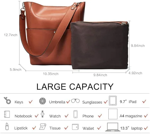 Vista 4 de BOSTANTEN - Bolsos de piel para mujer, con cierre RFID, pequeño bolsillo con cremallera y tarjetero, color marrón