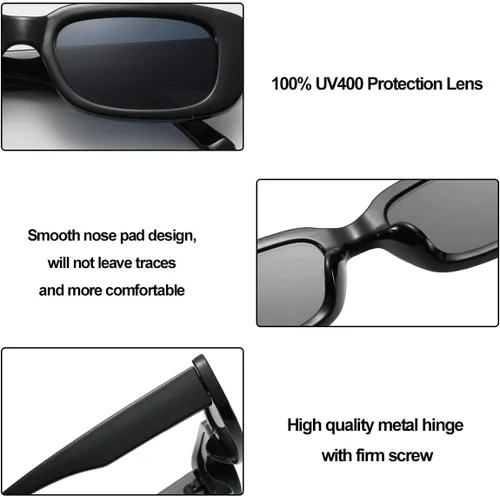 Vista 4 de BOJOD Gafas de sol rectangulares para mujer, gafas de sol retro a la moda, protección UV 400, gafas de marco cuadrado