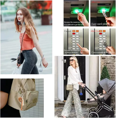 Vista 6 de Azptan Clip de tarjeta para uñas largas, llavero de pulsera para mujeres y niñas