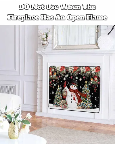 Vista 79 de Cubierta magnética azul para chimenea, detiene la pérdida de calor, pantalla de chimenea para interiores, bolas de gnomos de Navidad, árbol de copo