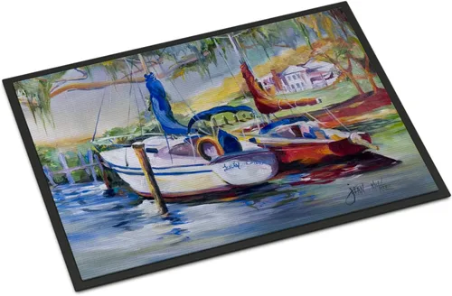 Vista 97 de Caroline's Treasures JMK1017JMAT - Tapete de caza de rana garza azul, 24 x 36 pulgadas, tapete para puerta delantera, interior y exterior