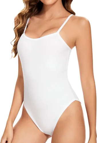Vista 3 de Paquete de 4 body sexy sin mangas para mujer, con tirantes delgados ajustables, con tirantes delgados, adelgazante