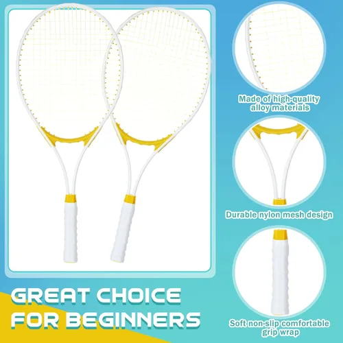 Vista 4 de Liliful 4 raquetas de tenis para adultos recreativas para 4 jugadores, raquetas de tenis de 27 pulgadas, raquetas de tenis ligeras a granel