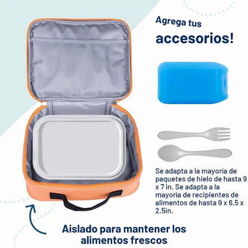 Vista 5 de Wildkin Lonchera para niños con aislamiento – Duradera y reutilizable para la escuela y los viajes - Naranja Bengala Naranja de Bengala
