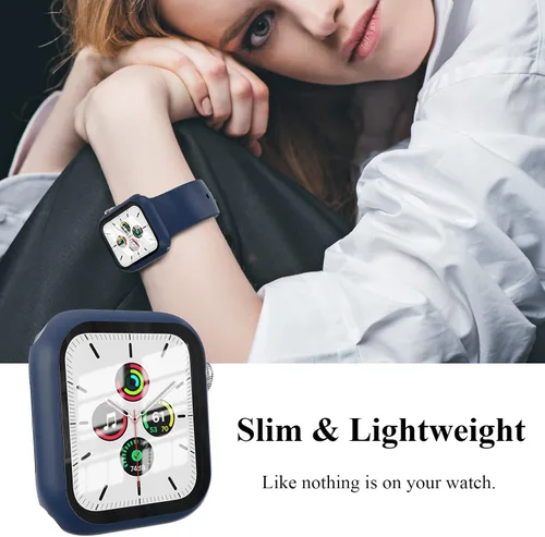Vista 4 de Juego de 3 fundas compatibles con Apple Watch SE 3 Series 6/5/4 de 44 mm con protector de pantalla de vidrio templado, cubierta protectora