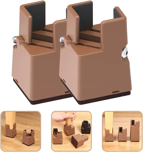 Vista 5 de Toddmomy 4 elevadores de silla ajustables con abrazadera de tornillo resistentes para sofá, mesas, muebles de cama, elevadores de silla, patas