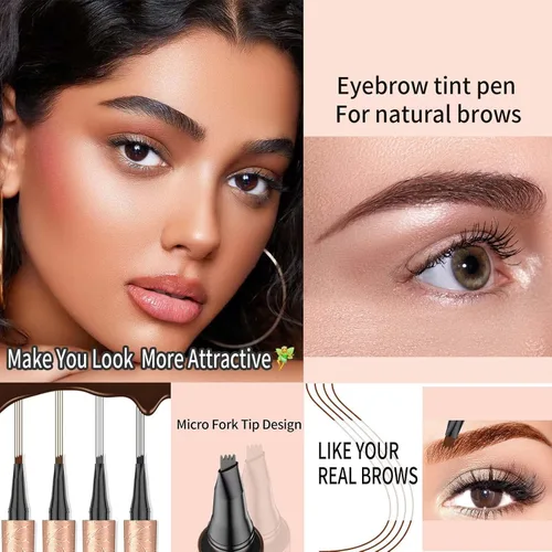 Vista 3 de Lápiz de cejas Microblading marrón claro, maquillaje de cejas de 4 puntos para levantar y arrebatar, regalo para el día de la madre, impermeable