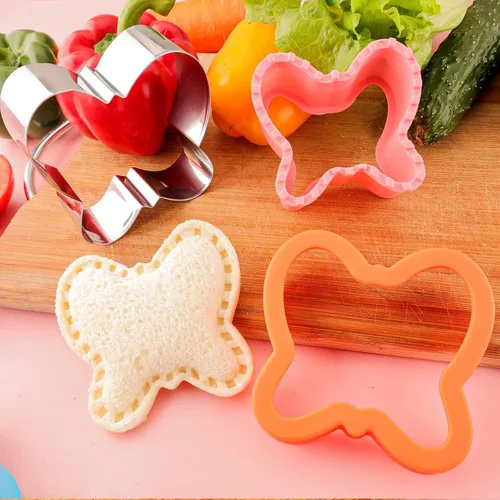 Vista 5 de Cortador de sándwiches y sellador para niños, 10 unidades de pan grande, desoxidante para hacer panqueques, galletas, frutas, verduras, cortadores