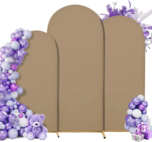 Vista 13 de Juego de 3 fundas elásticas para telón de fondo para arco de boda, 7.2 pies Negro
