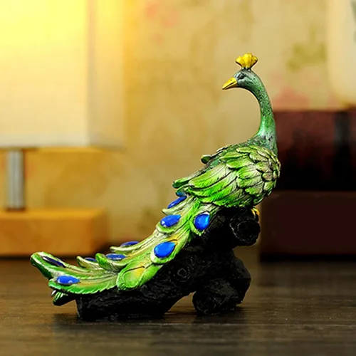 Vista 6 de Estatua de pavo real hermosa de animales para decoración del hogar