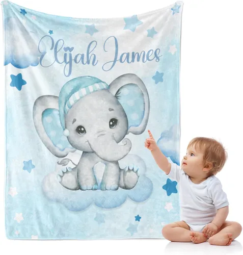 Vista 10 de J&SBGFT Manta de Bebé Personalizada para Niños - Manta con Nombre Personalizado para Niños Pequeños, Niños - Manta Decorativa de Guardería Cochecito