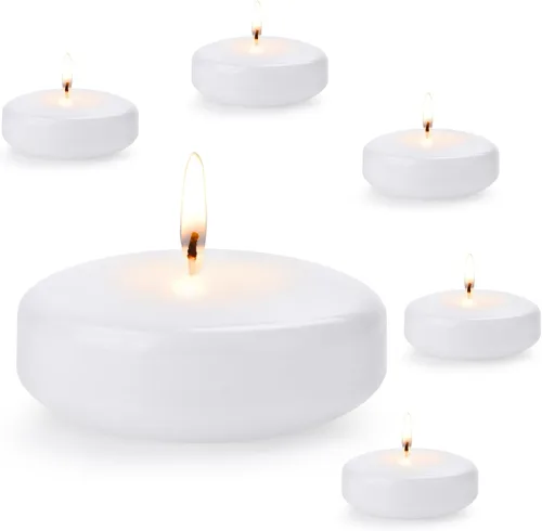Vista 8 de Velas flotantes blancas de 3 pulgadas, sin perfume, velas de cera sin goteo Blanco