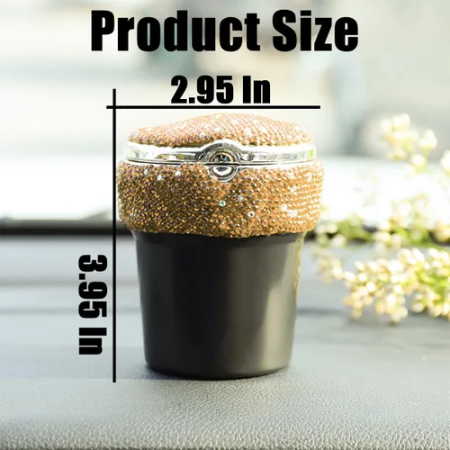 Vista 2 de BESULEN Cenicero de automóvil con brillos, cenicero portátil con tapa, soporte para taza cilíndrica sin humo con indicador de luz LED, accesorios