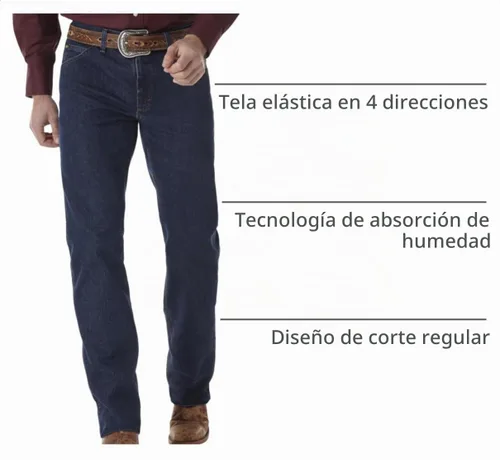 Vista 5 de Wrangler Jeans de corte vaquero de alto rendimiento para hombre que absorben la comodidad y ajuste regular Enjuague de medianoche