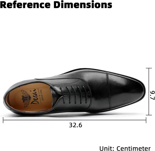 Vista 7 de DESAI Zapatos de vestir para hombre con cuero genuino en zapatos clásicos formales de cuero Oxford para hombres