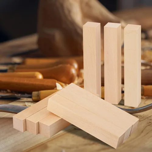Vista 4 de 60 bloques de tallado de madera de tilo, 6 x 1 x 1 pulgada, bloques de tallado de madera suave sin terminar para manualidades, artes, principiantes