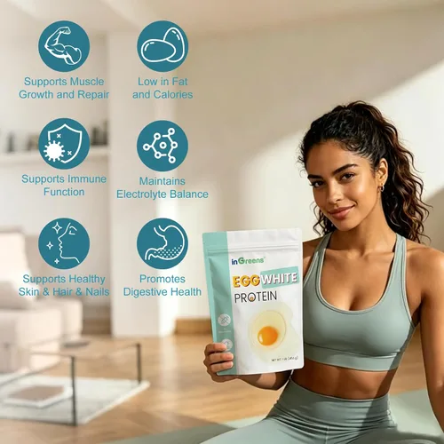 Vista 3 de inGreens Polvo de proteína de clara de huevo seco de 1 libra