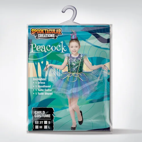 Vista 7 de Spooktacular Creations Disfraz de pavo real azul verdoso para niñas