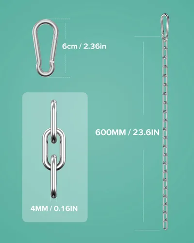 Vista 3 de Cadena de fitness, cadenas de levantamiento de pesas, cadena de extensión de máquina de cable, cadena de extensión de cable LAT de acero inoxidable