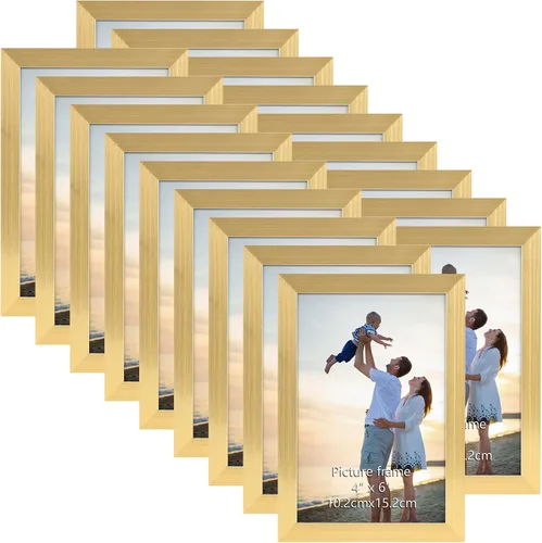 Vista 13 de Hoikwo 18 paquetes de marcos de fotos de plástico negro de 3.5x5 multifuncionales con cubierta de plástico para fotos familiares, obras de arte