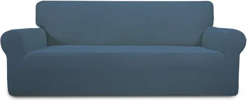 Vista 52 de PureFit Funda elástica para sofá biplaza, funda de sofá suave y antideslizante de jacquard de elastano, protector de muebles lavable con espuma