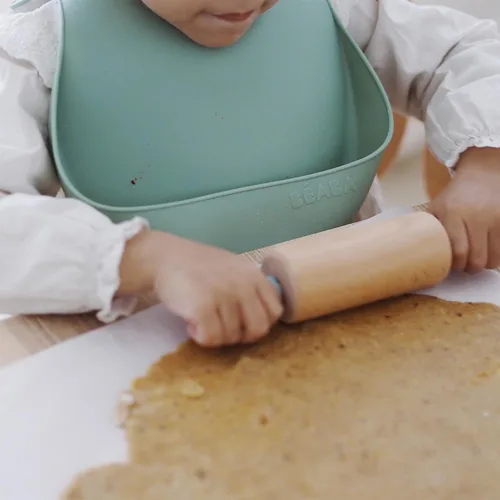 Vista 4 de Beaba Babero de silicona para bebé, baberos para bebé con receptor de alimentos para bebé, baberos para bebé, baberos para bebé, esenciales