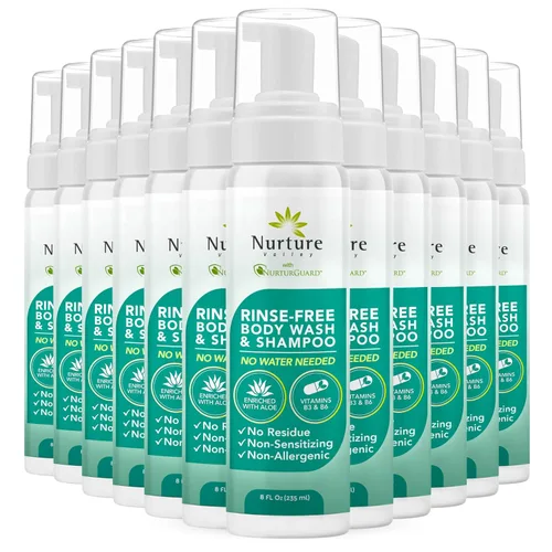Vista 10 de Nurture - Gel de baño y champú sin enjuague con aloe Espuma limpiadora sin agua para el cabello y el cuerpo de grado hospitalario Mujeres