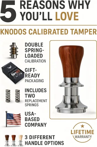 Vista 3 de Herramienta de Tamper de 51 mm de Palisandro con Resorte para Espresso, Tamper de Café Calibrado de 30 LB, Compatible con Delonghi, Casabrews, Smeg