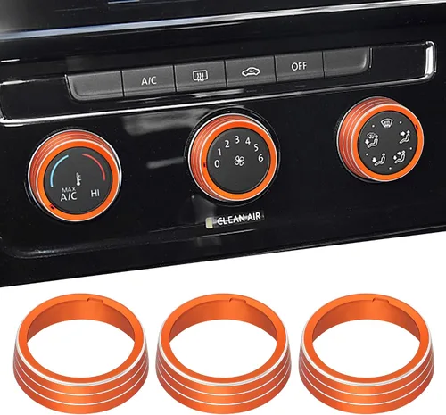 Vista 8 de TOMALL 3 fundas de aluminio para consola central compatibles con Volkswagen MK7 Golf GTI 2015 2016 2017 2018 2019 2020 AC aire acondicionado perilla
