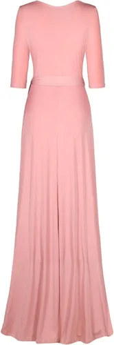 Vista 2 de Bon Rosy maxi vestido ceñido de mangas 34 y escote en V liso para mujer