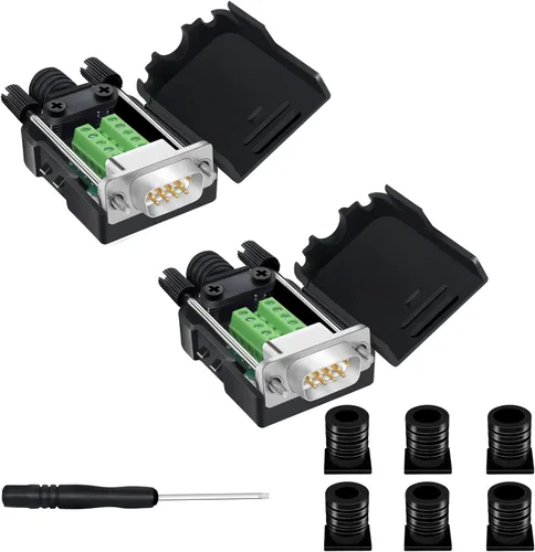 Vista 18 de 10 conectores DB9 macho Breakout, conectores RS232 de 9 pines, placa de módulo adaptador serie D-SUB RS485 sin soldadura con terminales de tornillo