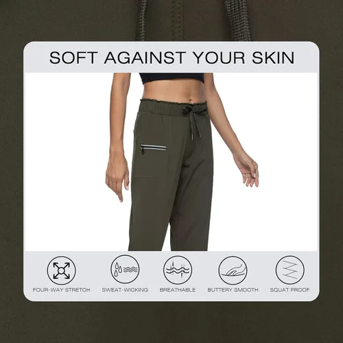Vista 4 de Haowind - Pantalones deportivos para mujer con bolsillos y cintura elástica, cómodos pantalones de deportivos de descanso para deportes, gimnasio