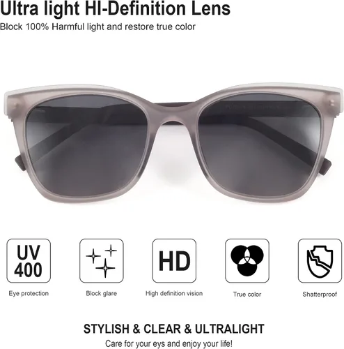 Vista 5 de OYS Lentes de sol retro para hombres y mujeres, polarizados, lentes de aviador, ligeros TR90, marco TAC, protección UV